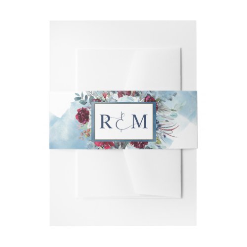 Celestial Blooms Monogram with Initials Wedding Invitation Belly Band