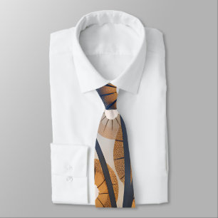Celestial Blooms: Orange & Blue Surreal Bouquet Neck Tie