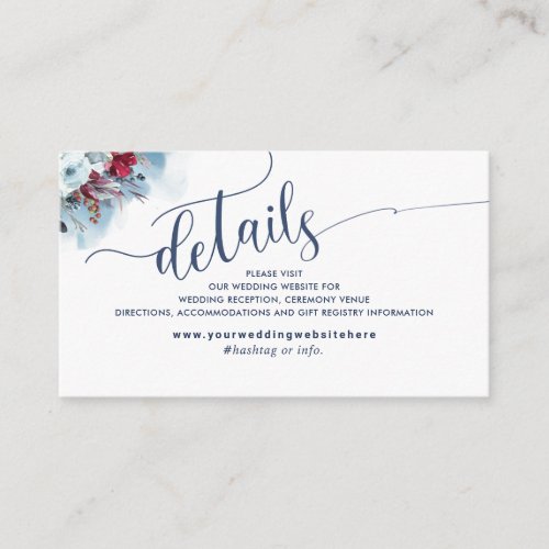 Celestial Blooms  Wedding Website  Details Enclosure Card
