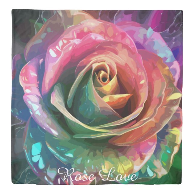 Celestial Blossom: Alien Rose Duvet Cover (Front)