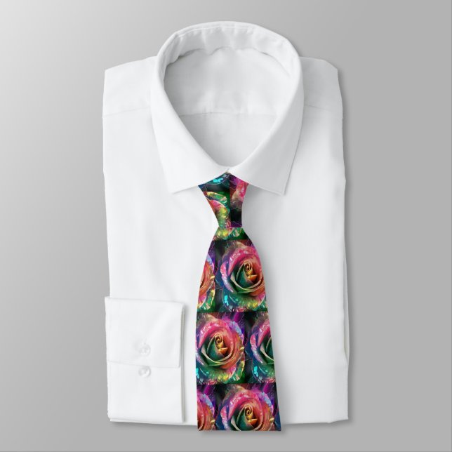 Celestial Blossom: Alien Rose Neck Tie (Tied)