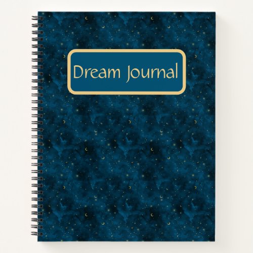 Celestial Blue and Gold Starry Night Dream Journal