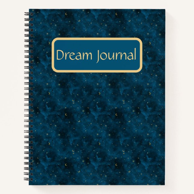 Celestial Blue and Gold Starry Night Dream Journal (Front)
