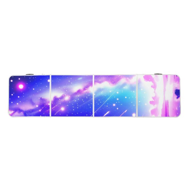 Celestial Blue and Pink Galaxy Beer Pong Table (Top)