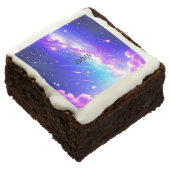 Celestial Blue and Pink Galaxy Custom Name Brownie (Angled)