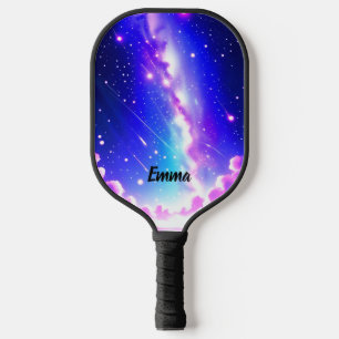 Celestial Blue and Pink Galaxy Custom Name Pickleball Paddle