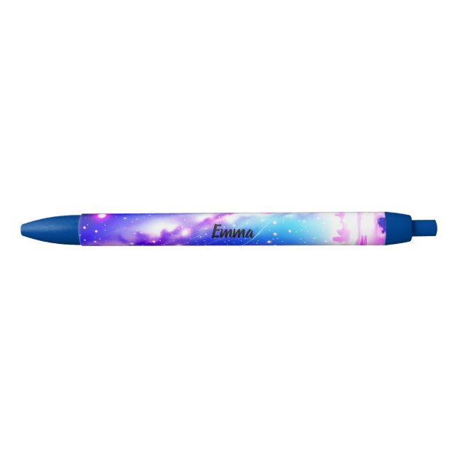 Celestial Blue and Pink Galaxy Custom Name Script Pen (Front)