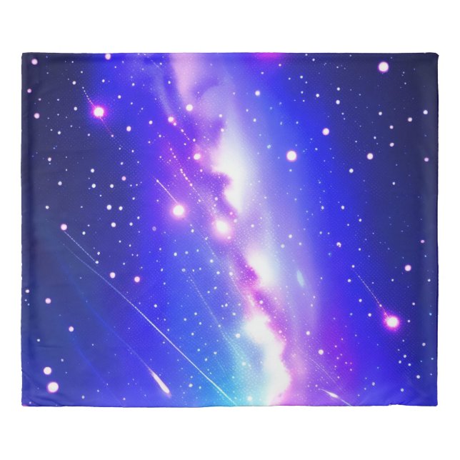 Celestial Blue and Pink Galaxy Duvet Cover (Front)