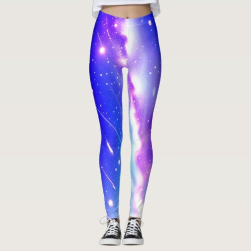 Celestial Blue and Pink Galaxy Leggings