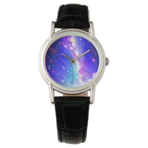 Celestial Blue and Pink Galaxy Watch