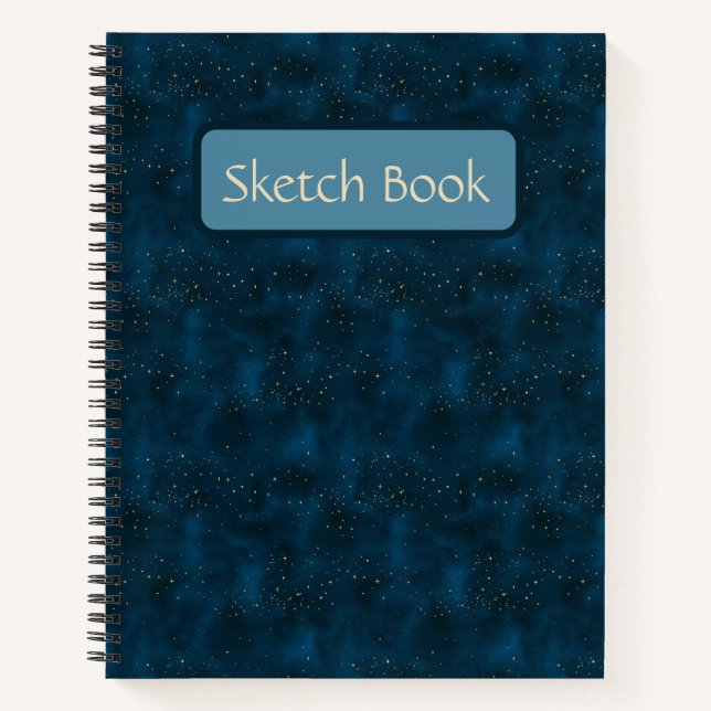 Celestial Blue and White Starry Night Sketch Book (Front)