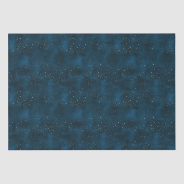 Celestial Blue and White Starry Night Tissue Paper (Front)