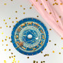 Celestial Blue Antique Gold Zodiac Wheel Astrology Round Paper Coaster