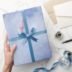 Celestial Blue Cloud Wine Bridal Shower Wrapping Paper