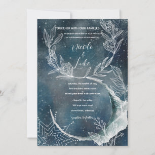 Celestial Blue Flower Moon Invitation
