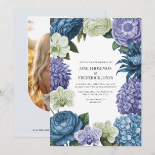 Celestial Blue, Frosted Indigo & Silver Pebble Invitation