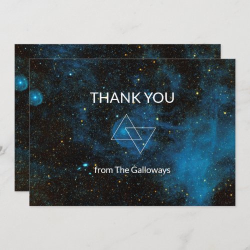 Celestial Blue Galaxy Cosmic Minimalist Chic Cool Thank You Card