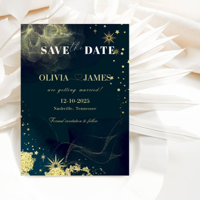Celestial Blue Galaxy Save the Date Wedding Card (Creator Uploaded)