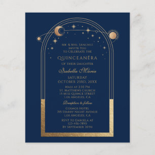 Celestial Blue Gold QR Code Quinceañera