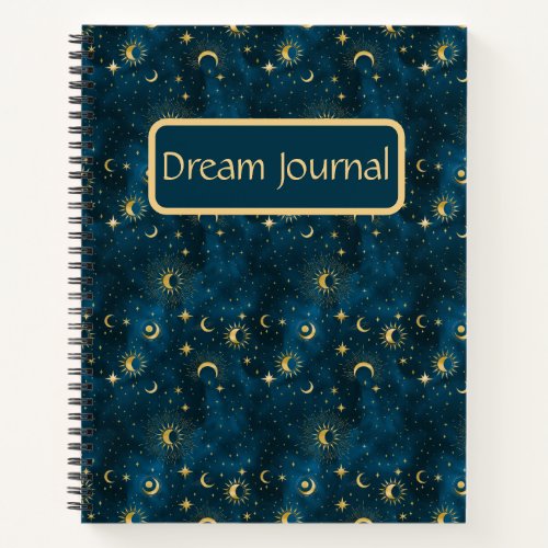 Celestial Blue  Gold Starry Night Dream Journal