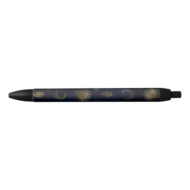 Celestial Blue Gold Sun Moon Stars Pen (Front)