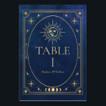 Celestial Blue Gothic Tarot Wedding  Table Number<br><div class="desc">Add a touch of magic to your wedding with this Celestial BlueTarot Card Wedding Table Number! These table number cards feature a tarot-inspired design in real foil, with an elegant oval frame and a radiant sun and moon against a dreamy blue background. PLEASE NOTE: The gold featured in the design...</div>