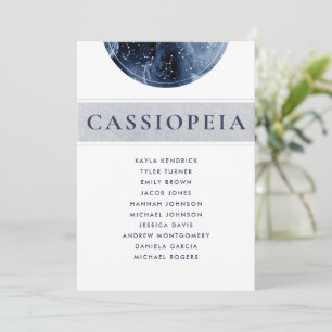 Celestial Blue Gray Seating Plan Cards Guest Names