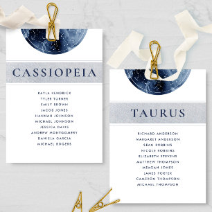 Celestial Blue Gray Seating Plan Cards Guest Names