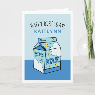 Celestial Blue Milk Happy Birthday Card