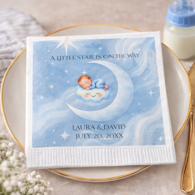 Celestial Blue Moon Celestial Baby Shower Napkins (Creator Uploaded)