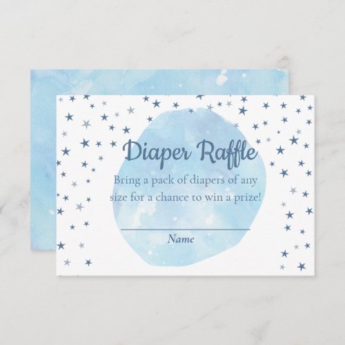 Celestial Blue Moon Stars Watercolor Diaper Raffle Enclosure Card