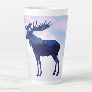 Celestial Blue Moose Silhouette Latte Mug