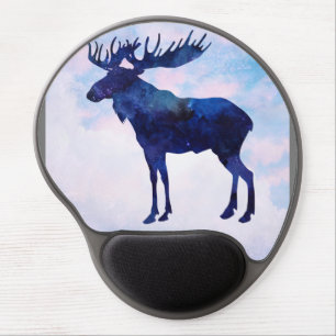 Celestial Blue Moose Silhouette Mouse Pad