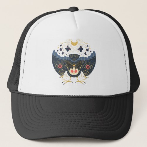 Celestial Blue Mothman with Red Eyes Trucker Hat