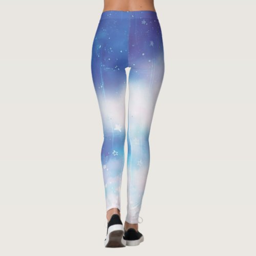 Celestial Blue Nebula Leggings