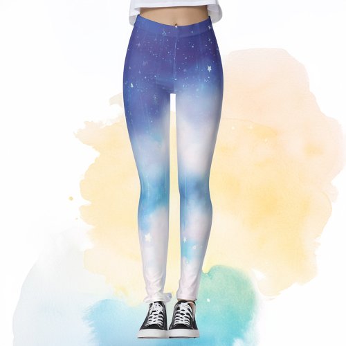 Celestial Blue Nebula Leggings