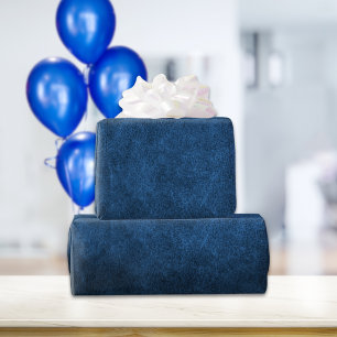 Celestial Blue Old World Faux Leather Wrapping Paper