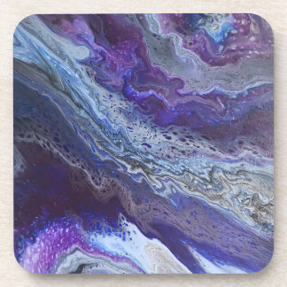 Celestial Blue & Purple Abstract Beverage Coaster