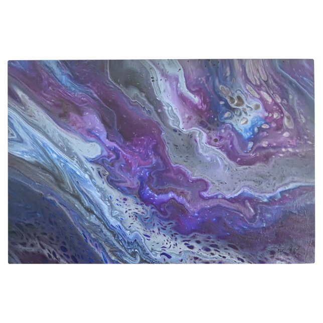 Celestial Blue & Purple Abstract Metal Print (Front)