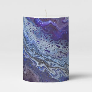 Celestial Blue & Purple Abstract Pillar Candle