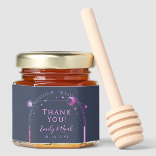 Celestial Blue Purple Sun Moon Stars Wedding Honey Jar Favors