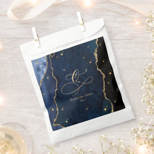 Celestial Blue Quinceanera Midnight Stars Moon Favor Bag