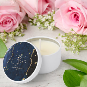  Celestial Blue Quinceanera Midnight Stars Moon  Mini Candle Favors