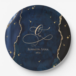  Celestial Blue Quinceanera Midnight Stars Moon  Paper Plates