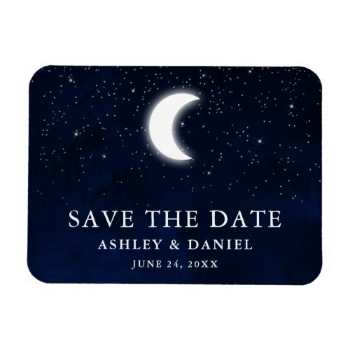 Celestial Blue Sky Moon Stars Save The Date Magnet