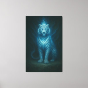 Celestial Blue Spirit White Tiger – High-End Fanta Canvas Print
