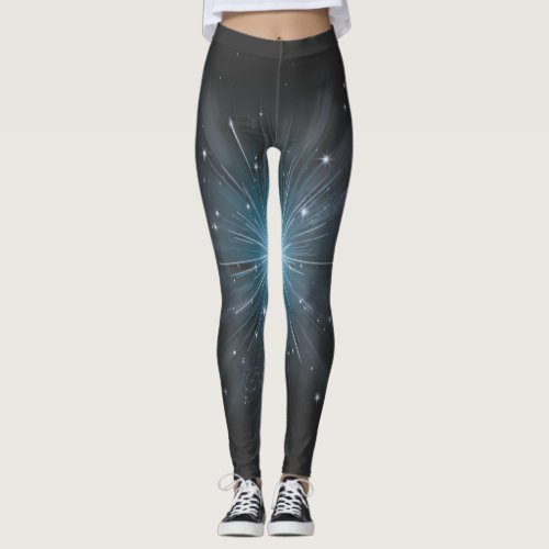 Celestial Blue Starburst Cosmic Light Leggings