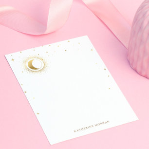 Celestial Blue Stars Moon Wedding Note Card