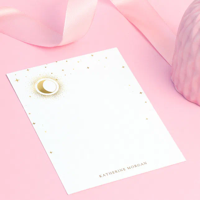 Celestial Blue Stars Moon Wedding Note Card
