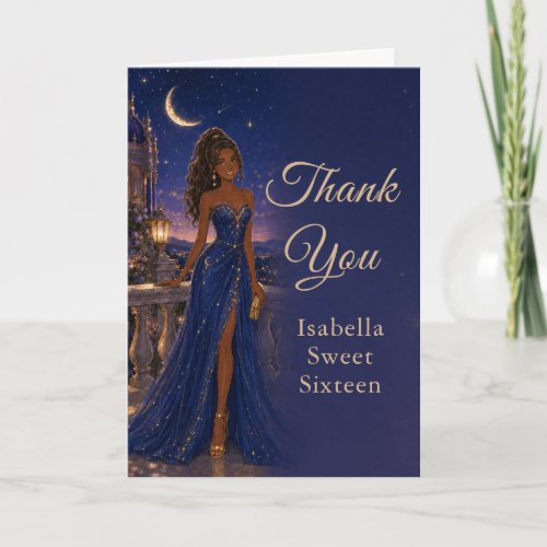 Celestial Blue Sweet Sixteen Thank You Card